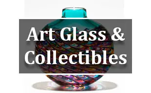 A glass vase with colorful designs on it.