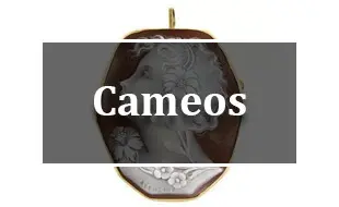 A picture of a cameo with the word cameos underneath it.