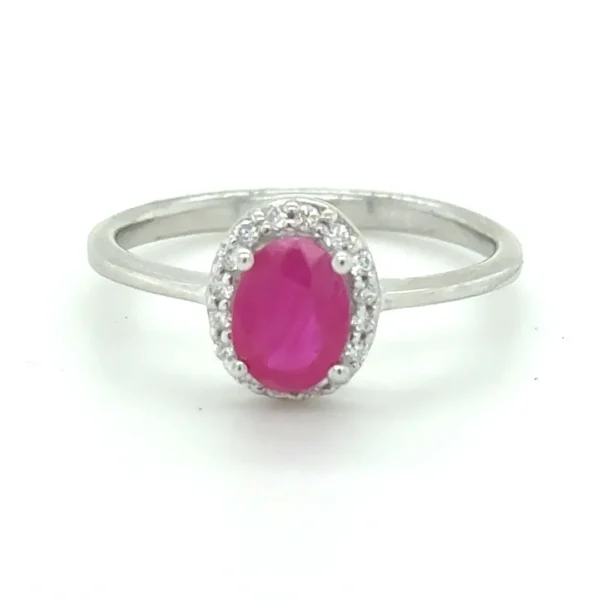 14K White Gold Ruby and Diamond Ring