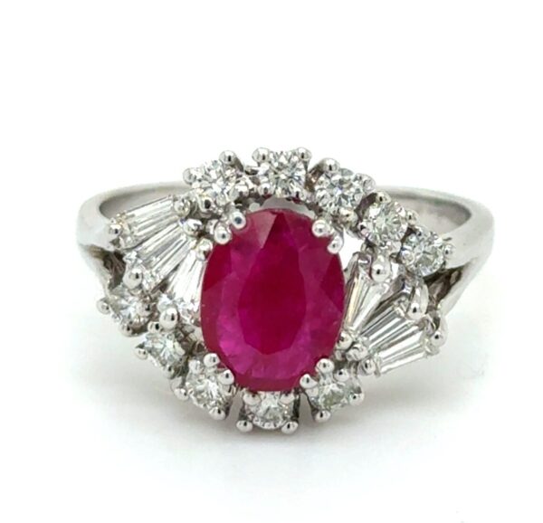 14K White Gold Ruby and Diamond Ring