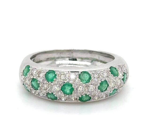 18K White Gold Emerald and Diamond Ring