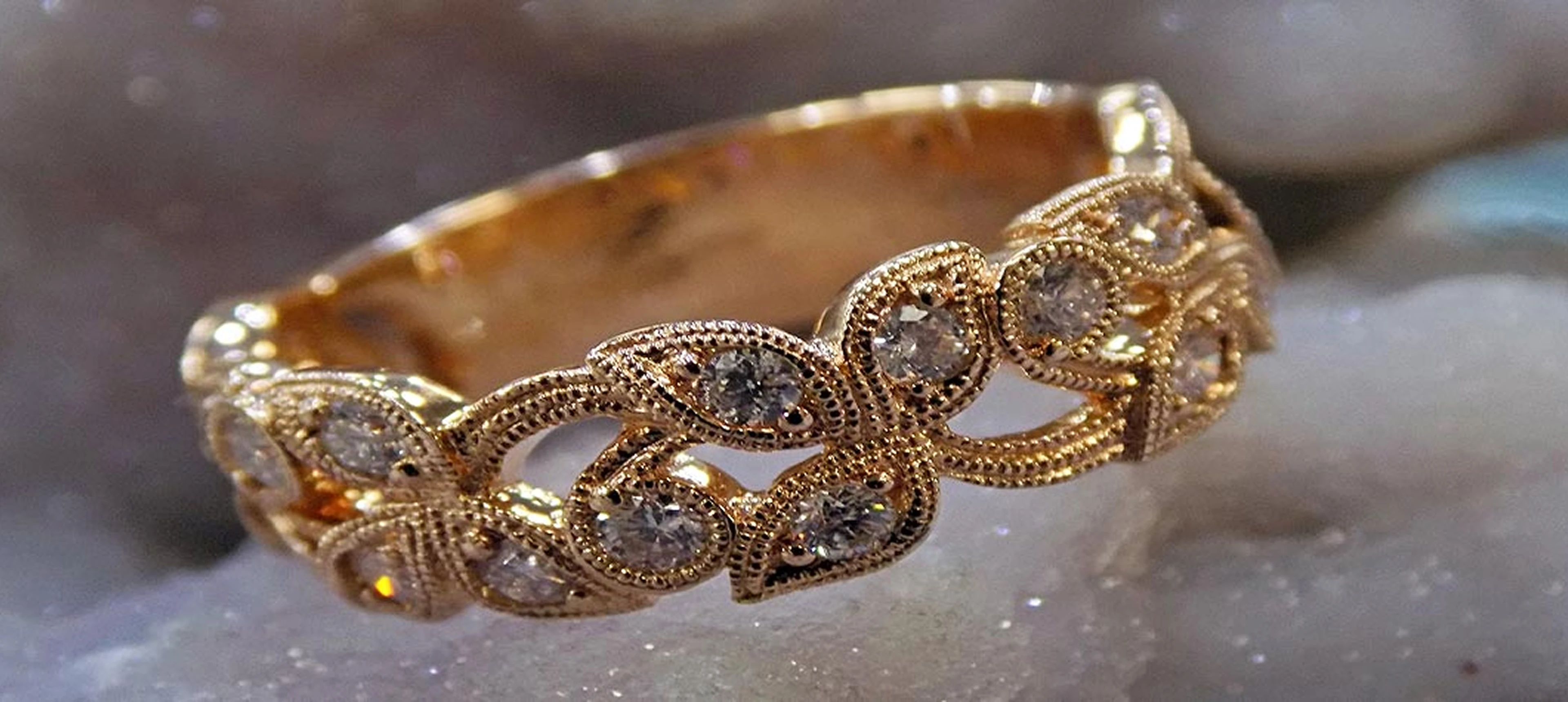 Elegant diamond-studded gold band